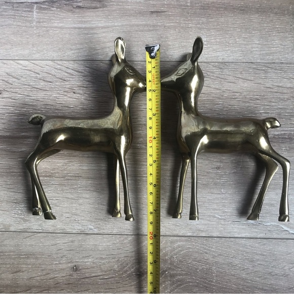 Vintage MCM pair of brass deer does , stag fawn - Picture 6 of 6